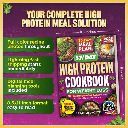 High Protein Cookbook: 124 Easy Low-Carb Recipes + 30-Day Meal Plan