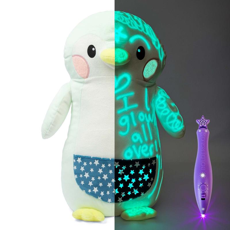 Original GlowMates glow-in-the-dark plush with BolderGlow light pen
